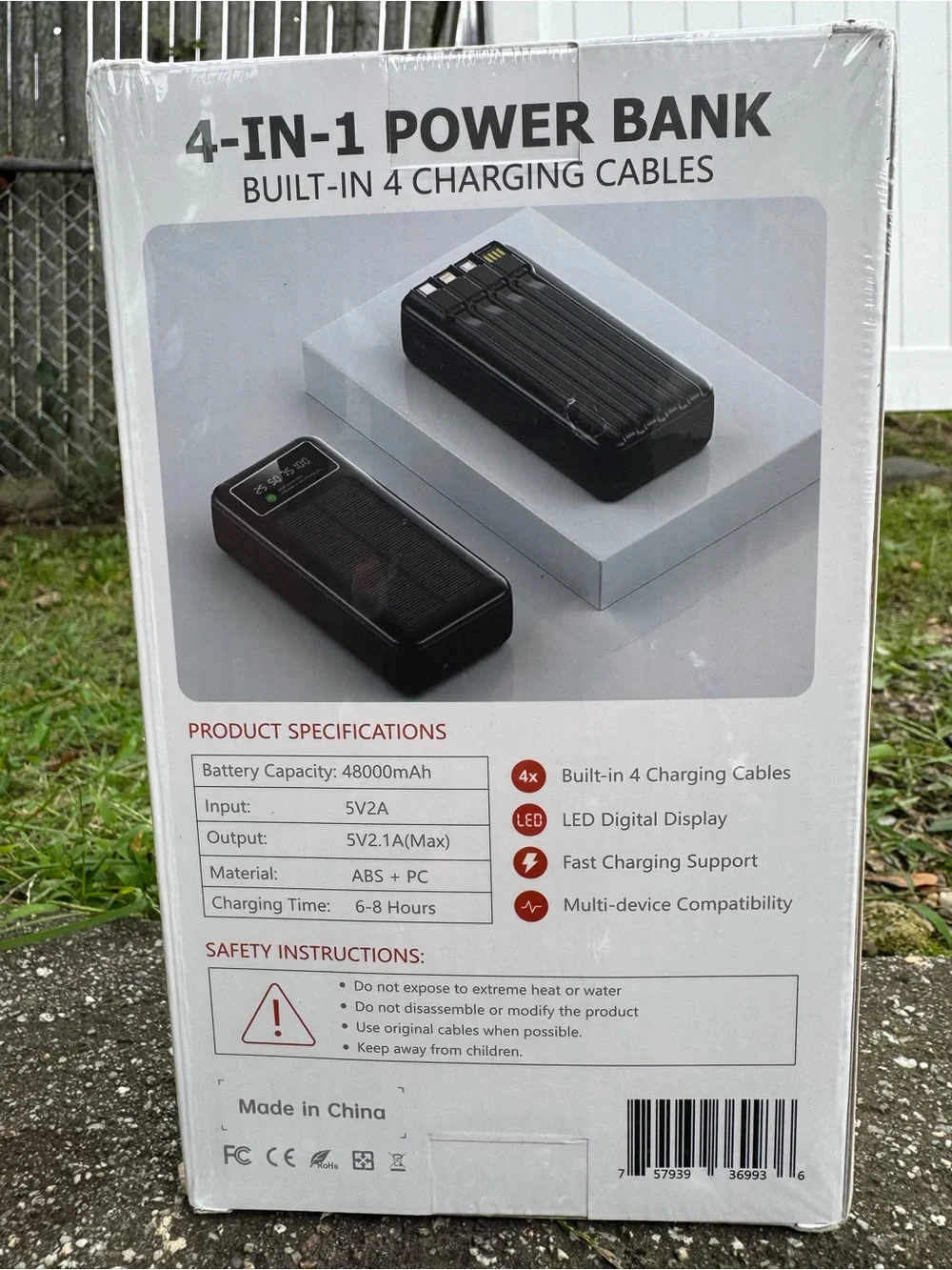 4-in-1 Black Power Bank 48000mAh Portable Charger